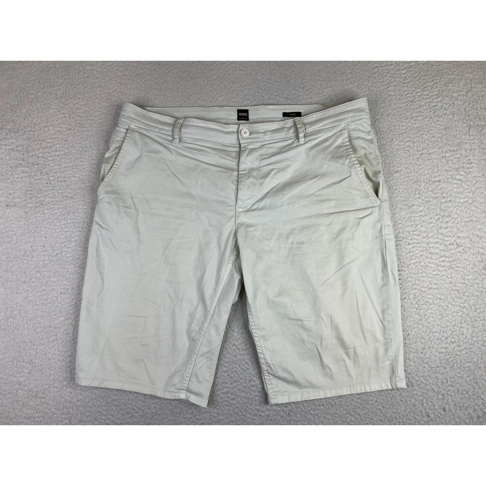 Hugo Boss Schino-Slim Shorts Mens 38 Beige‎ Chino Slim Fit Stretch 12 Inseam